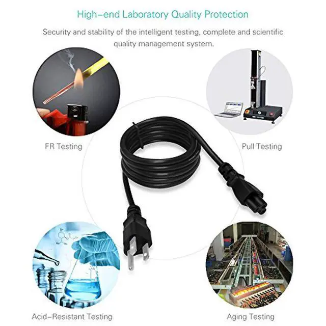 Alt view image 5 of 5 - 3 Prong AC Laptop Power Cord 6 Feet Universal Power Cable for Dell HP LG Lenovo Asus Acer Sony Laptops/Notebooks, Monitors, Printers, Scanners NEMA 5-15P to C5 10A 125V 18AWG Laptop Power Brick Cord