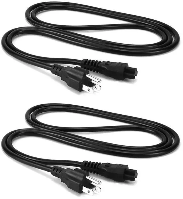Main image of 3 Prong AC Laptop Power Cord- 6FT, 125V,18AWG NEMA 5-15P to IEC 60320 C5 for Laptops, TVs, Printers, 2 Pack