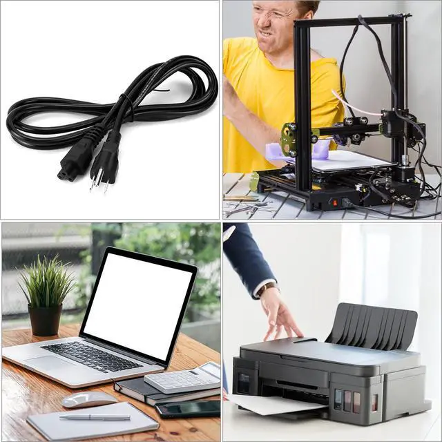 Alt view image 2 of 7 - 3 Prong AC Laptop Power Cord- 6FT, 125V,18AWG NEMA 5-15P to IEC 60320 C5 for Laptops, TVs, Printers, 2 Pack