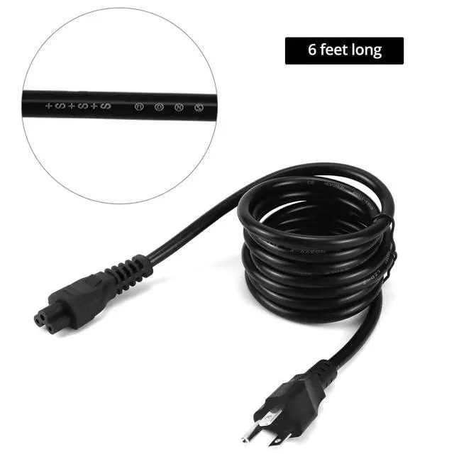 Alt view image 4 of 7 - 3 Prong AC Laptop Power Cord- 6FT, 125V,18AWG NEMA 5-15P to IEC 60320 C5 for Laptops, TVs, Printers, 2 Pack