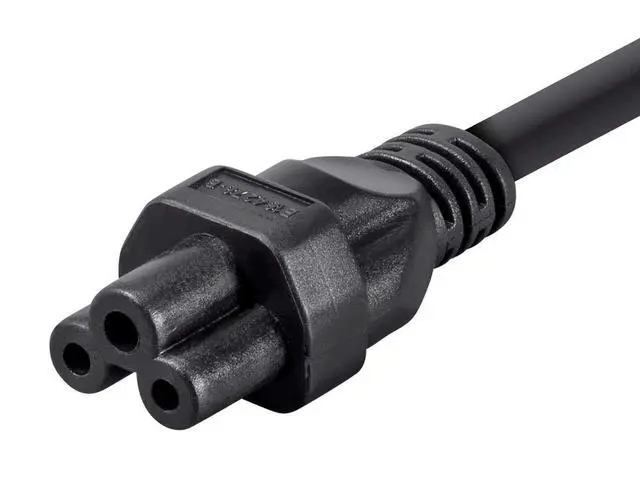 Alt view image 3 of 3 - Power Cord - NEMA 5-15P to IEC-320-C5, 18AWG, 7A/125V, SVT, 3-Prong, 6ft, Black