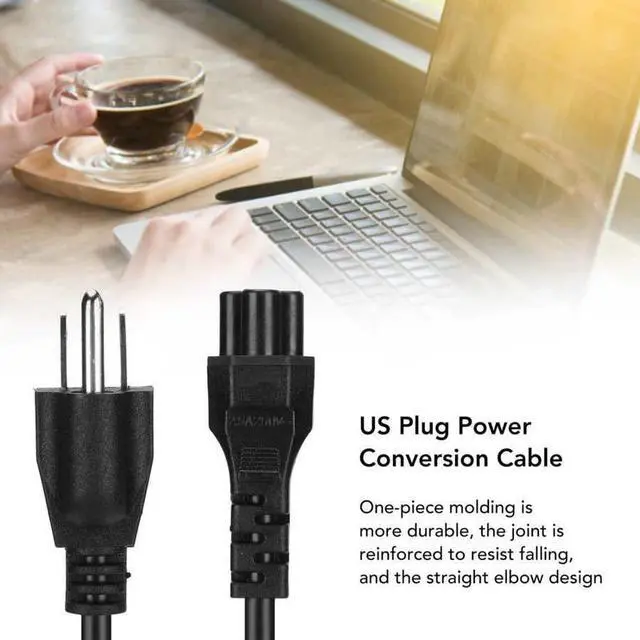 Alt view image 5 of 6 - US 3 Prong Mickey Mouse Power Cord AC Power Short Cord, USA NEMA 5-15P Male to IEC320 C5 Female Laptop Power Cable, 3-Prong Notebook/Laptop AC Power Cord 1ft/30cm, 18 AWG, UL Listed