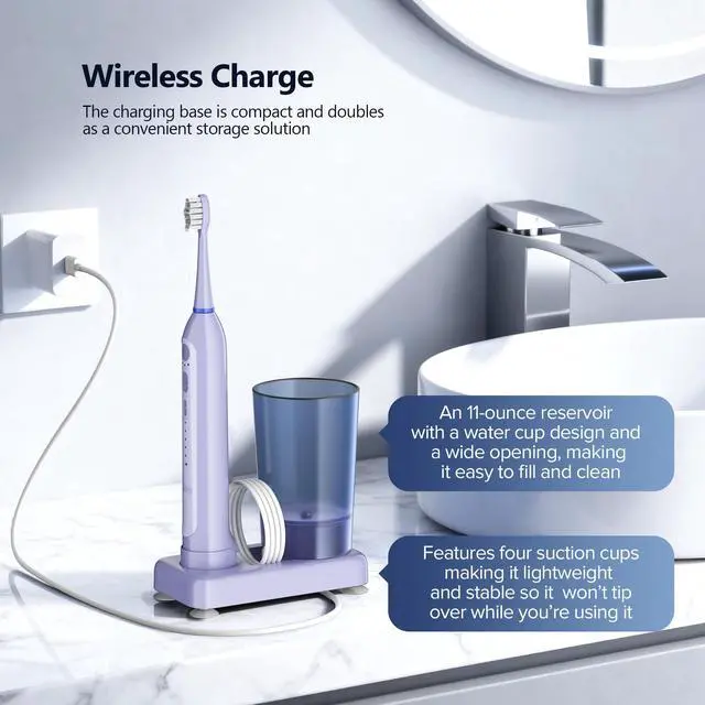 Alt view image 7 of 7 - Electric Toothbrush with Water Flosser Combo for Teeth Brushing & Flossing, Sonic Electric Toothbrush for Adults, Cordless Water Flosser for Home & Travel, Portable Travel Case Included