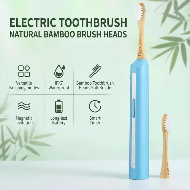 Alt view image 2 of 7 - Sonic Electric Toothbrush with Bamboo Heads, Light Blue