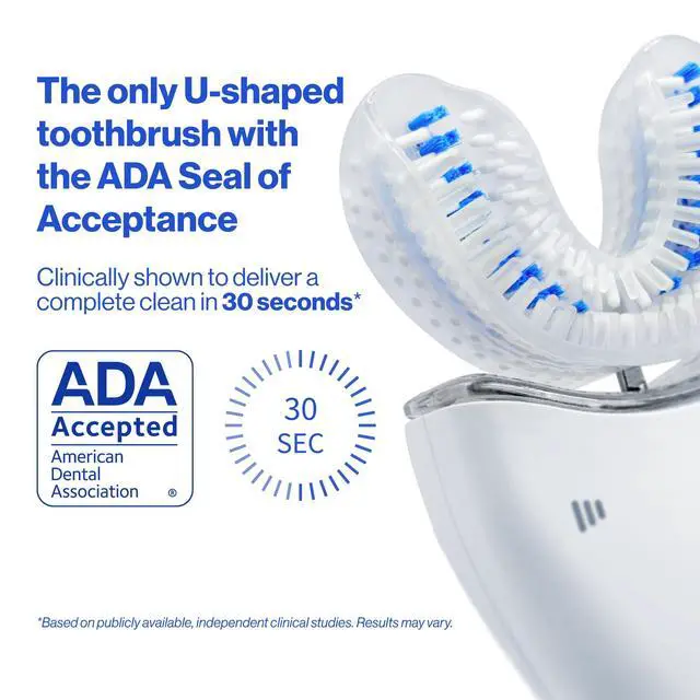 Alt view image 5 of 7 - Sonic Pro Electric Toothbrush Only ADA Accepted U-Shaped Brush, Clinically Proven Up to 5.1X Better Cleaning, 30-Second Full Mouth 360 Clean, Rechargeable, Waterproof, Black, Men's Regular