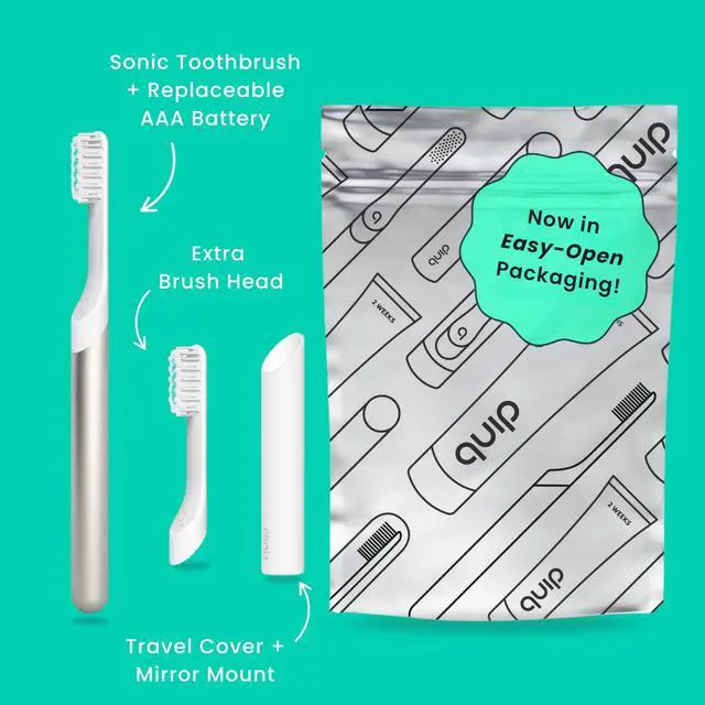 Alt view image 6 of 7 - Metal Sonic Electric Toothbrush for Adults - Time Travel & Soft Bristles with Travel Case & Replacement Brush Head - 3 Month Battery Life, Moonlight Champagne