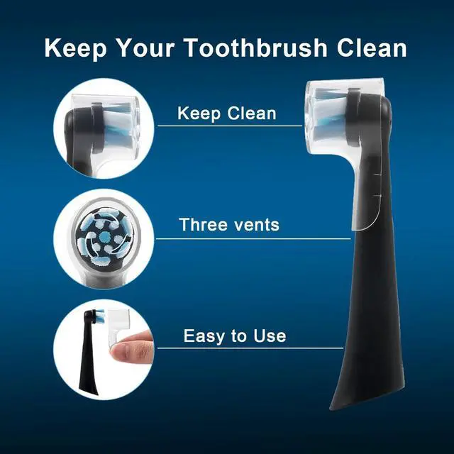 Alt view image 4 of 7 - 6 Pack Toothbrush Heads Dustproof Cover Compatible with Oral B, Fits for Oral-B iO Series, Pro 1000, 1500, 5000, 7500 Electric Toothbrush, Protects Brush Head and Convenient Travel