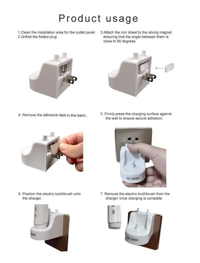 Alt view image 2 of 6 - Wall Charger Base Replacement for Oral B Electric Toothbrush, Foldable Wireless Outlet Charger Compatible with Oral B Braun Series IO 3 4 5 6 Pro 1000/3000/5000