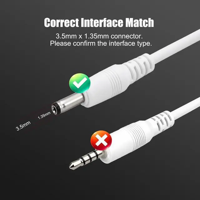 Alt view image 4 of 5 - USB Charger Cable for Fairywill Bitvae Electric Toothbrushes,Compatible with D2, R1, R2, S2, 7AM2M AM105/AM110 and More,White DC 3.5mm Port Charging Cable (5ft)