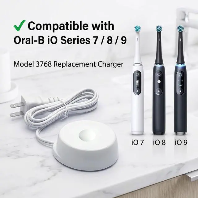 Alt view image 2 of 7 - Replacement Charger for Braun Oral-B iO Series 7 8 9 Toothbrush, Magnetic Travel Charger Model 3768, 110-240V Worldwide Power Adapter