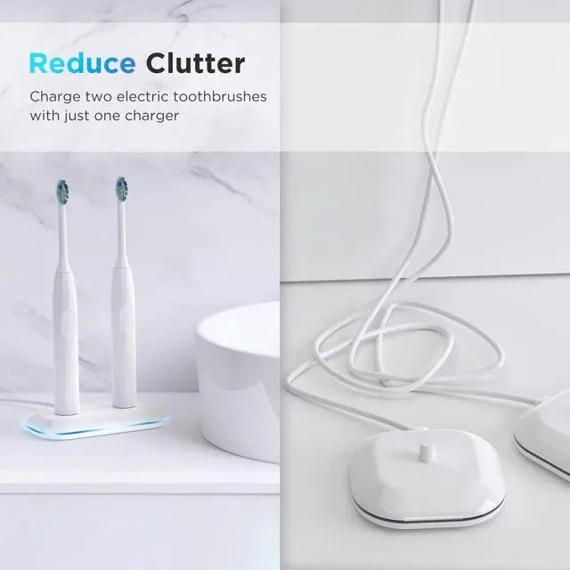 Alt view image 7 of 7 - 2-in-1 Dual Toothbrush Charger Compatible with Oral B Electric Toothbrushes, Replacement for 3757 - Works with Braun OralB Pro Advantage Smart Genius Vitality iO and Kids Models