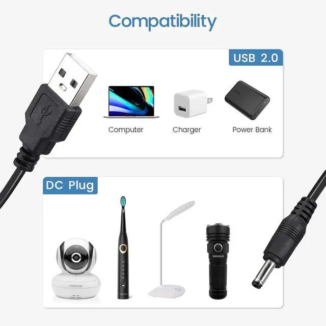 Alt view image 4 of 4 - Electric Toothbrush Charger Cord,Replacement USB DC Charger Cord Compatible for COSLUS/TEETHEORY/Rtauys/kingheroes/aquasonic/7AM2M Sonic Electric Toothbrush