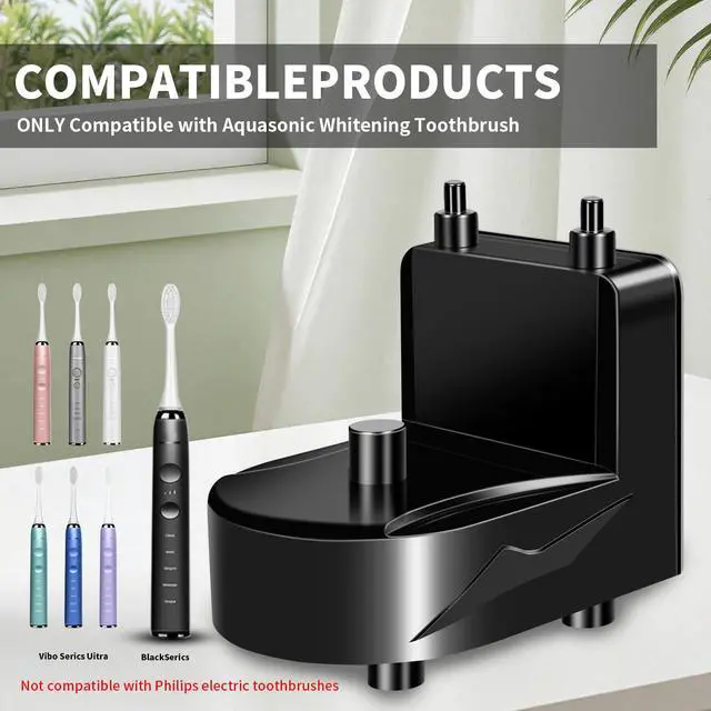 Alt view image 2 of 6 - Electric Toothbrush Charger for AquaSonic Electric Toothbrush, Wireless Wall Charger for AquaSonic Black Series/AquaSonic Vibe Series Toothbrush, Save Space/Waterproof/Portable (Black)