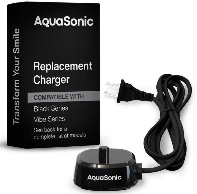 Main image of Electric Toothbrush Charger Conductive Charging Dock, Compatible with Most AquaSonic Toothbrushes Genuine, Authentic Parts (Black)