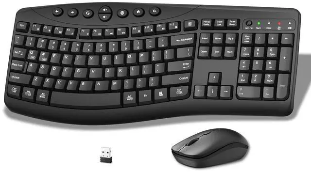 Main image of Wireless Keyboard and Mouse Combo, 2.4G Quiet Ergonomic Curved Keys(Black)