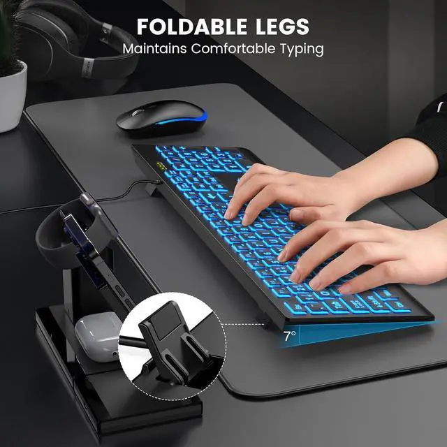 Alt view image 4 of 7 - K11PRO Large Print Backlit Keyboard, 3X Larger Font Wired USB Lighted Computer Keyboard with 7-Color LED Illuminated Keys, Desktop Workstation Keyboard Compatible for PC Laptop Windows