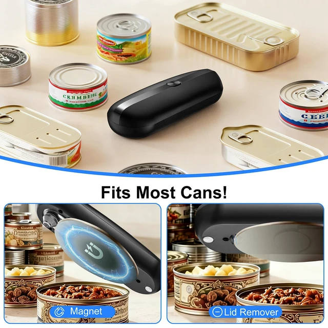 Alt view image 4 of 7 - Electric Can Opener, Automatic Hands-Free Can Opener with Smooth Edge, One-Touch Operation USB Rechargeable, for Seniors, Arthritis Sufferers, Kitchen and Camping Use, Replaceable Blade (Black)