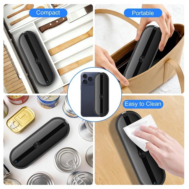 Alt view image 6 of 7 - Electric Can Opener, Automatic Hands-Free Can Opener with Smooth Edge, One-Touch Operation USB Rechargeable, for Seniors, Arthritis Sufferers, Kitchen and Camping Use, Replaceable Blade (Black)