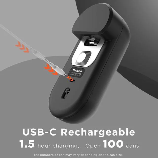 Alt view image 3 of 7 - Turbo Rechargeable Electric Can Opener, LED Battery Life Display | Smart Auto Stop Can Opener for Seniors, Safe Touchable Smooth Edge, One Touch Hands-free Operation, Wall-mountable, Black