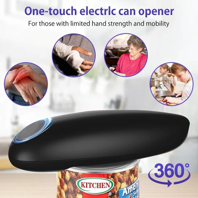Alt view image 3 of 7 - Electric Can Opener, Handheld One-touch Automatic Can opener, Smooth Edge Kitchen Gadget Can Openers Electric for Seniors with Arthritis