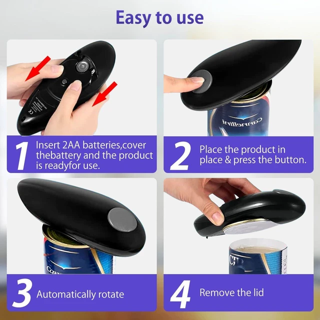 Alt view image 4 of 7 - Electric Can Opener, Handheld One-touch Automatic Can opener, Smooth Edge Kitchen Gadget Can Openers Electric for Seniors with Arthritis