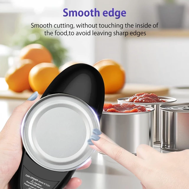 Alt view image 6 of 7 - Electric Can Opener, Handheld One-touch Automatic Can opener, Smooth Edge Kitchen Gadget Can Openers Electric for Seniors with Arthritis