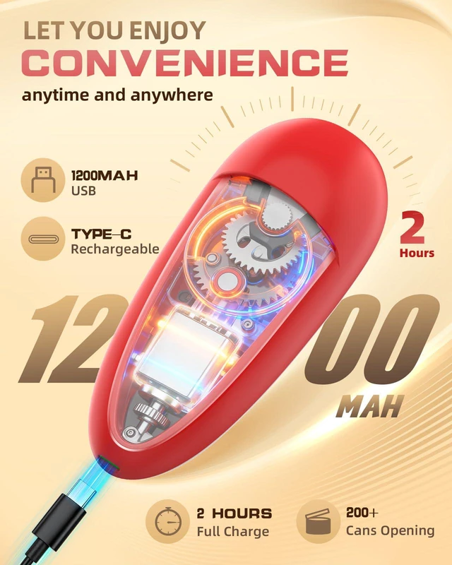 Alt view image 2 of 7 - Rechargeable Electric Can Opener with Replaceable Blade & Smooth Edge | One Touch Automatic Can Opener with Magnetic Lid Pickup, Hands Free Kitchen Gadget for Seniors, Arthritis, Weak Hands