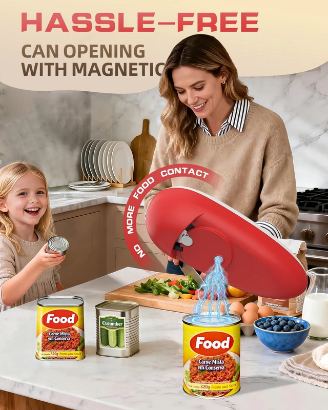 Alt view image 6 of 7 - Rechargeable Electric Can Opener with Replaceable Blade & Smooth Edge | One Touch Automatic Can Opener with Magnetic Lid Pickup, Hands Free Kitchen Gadget for Seniors, Arthritis, Weak Hands