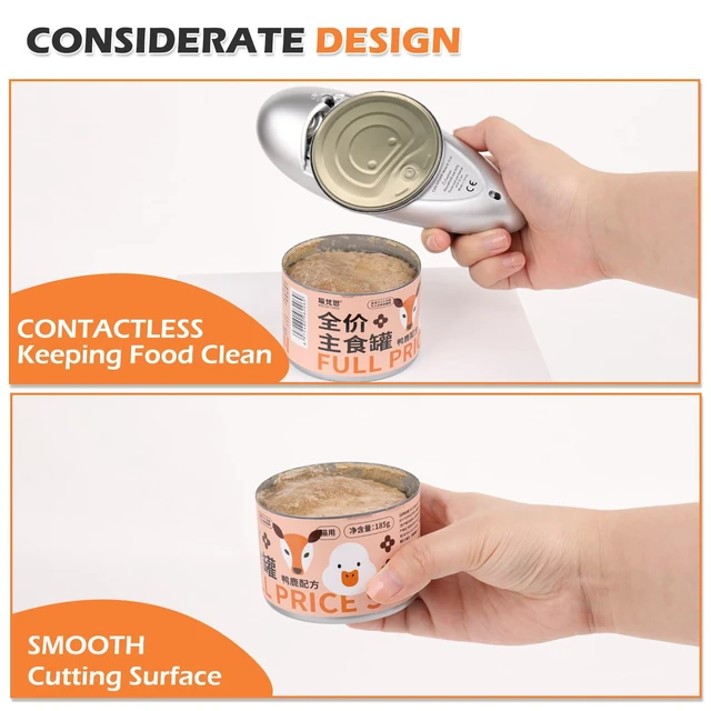 Alt view image 3 of 6 - One Touch Electric Can Opener - Automatic Can Openers with Smooth Edge, Free Handheld Electric Can Opener for Kitchen, Seniors (Silver)