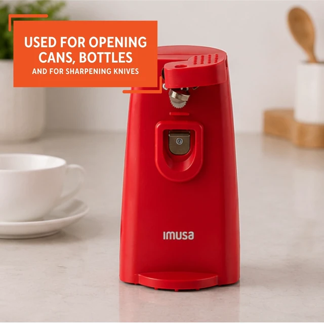 Alt view image 5 of 6 - Red Electric Can Opener with Bottle Opener & Knife Sharpener