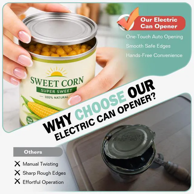 Alt view image 4 of 7 - Can Opener, Automatic Hands Free Can Opener with Smooth Edge, Battery Operated One Touch Kitchen Tool for Seniors, Elderly & Arthritis, Easy Open Can Opener Gift for Parents & Family
