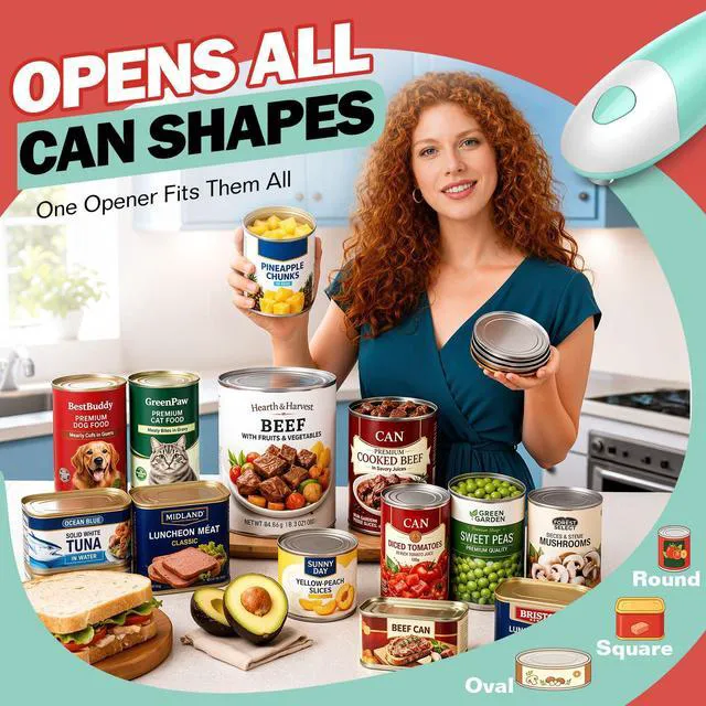 Alt view image 5 of 7 - Can Opener, Automatic Hands Free Can Opener with Smooth Edge, Battery Operated One Touch Kitchen Tool for Seniors, Elderly & Arthritis, Easy Open Can Opener Gift for Parents & Family