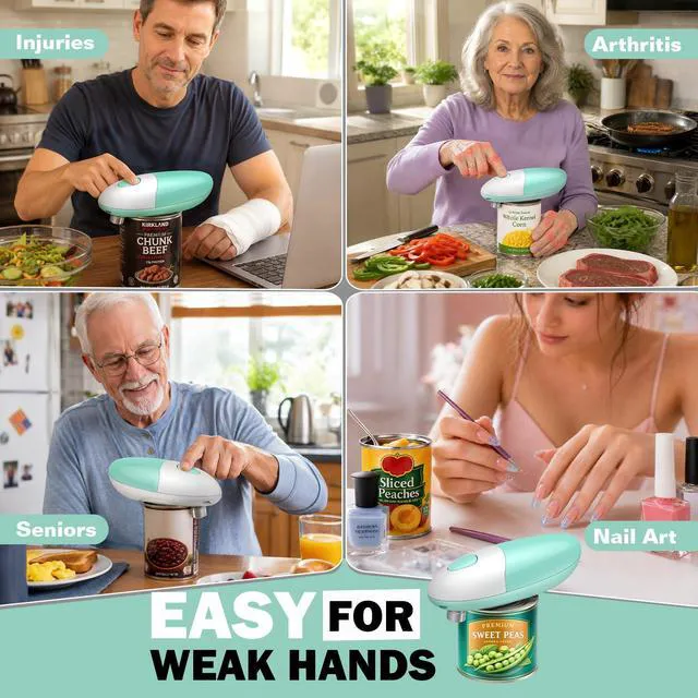Alt view image 7 of 7 - Can Opener, Automatic Hands Free Can Opener with Smooth Edge, Battery Operated One Touch Kitchen Tool for Seniors, Elderly & Arthritis, Easy Open Can Opener Gift for Parents & Family
