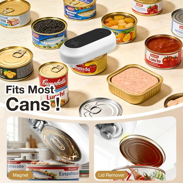 Alt view image 4 of 6 - Electric Can Opener,Rechargeable One Touch Side Cut Opener for Seniors Fits Almost All Can Sizes,Smooth Edge, Handfree, Wall Mounted Small Size(White)