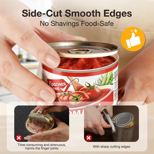 Alt view image 5 of 6 - Electric Can Opener,Rechargeable One Touch Side Cut Opener for Seniors Fits Almost All Can Sizes,Smooth Edge, Handfree, Wall Mounted Small Size(White)