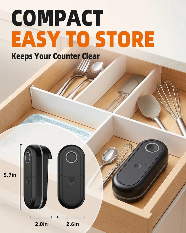 Alt view image 7 of 7 - Electric Can Opener, One-Touch Automatic, Smooth Edge for Seniors | Hands-Free Opening for Weak Hands, Side-Cut Design, Fits Most Cans, Magnetic Lid Lift, 4 AA Battery Power, Compact Storage