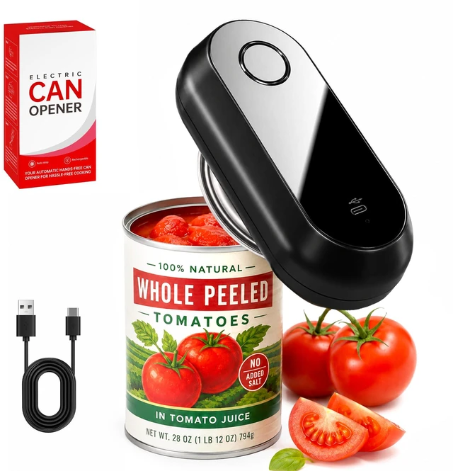 Main image of Electric Can Opener, Automatic Smooth Edge for Kitchen Seniors | Handheld One Touch Side Cut Can Opener, Hands Free Cordless Rechargeable Black Kitchen Essential abridor de latas electrico