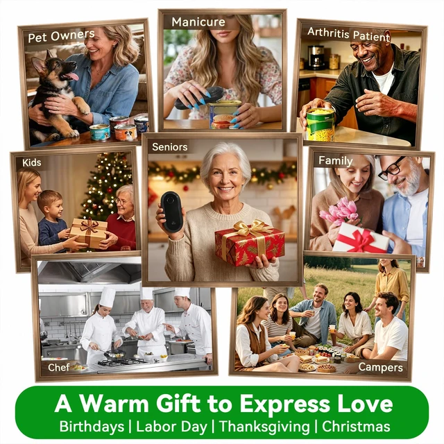 Alt view image 7 of 7 - Electric Can Opener, Automatic Smooth Edge for Kitchen Seniors | Handheld One Touch Side Cut Can Opener, Hands Free Cordless Rechargeable Black Kitchen Essential abridor de latas electrico