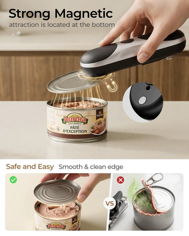 Alt view image 5 of 7 - Electric Can Opener for Seniors | One-Touch Automatic, USB Rechargeable, Cordless Battery Powered, Side Cut, Smooth Edge, Handsfree, for Any Size Cans