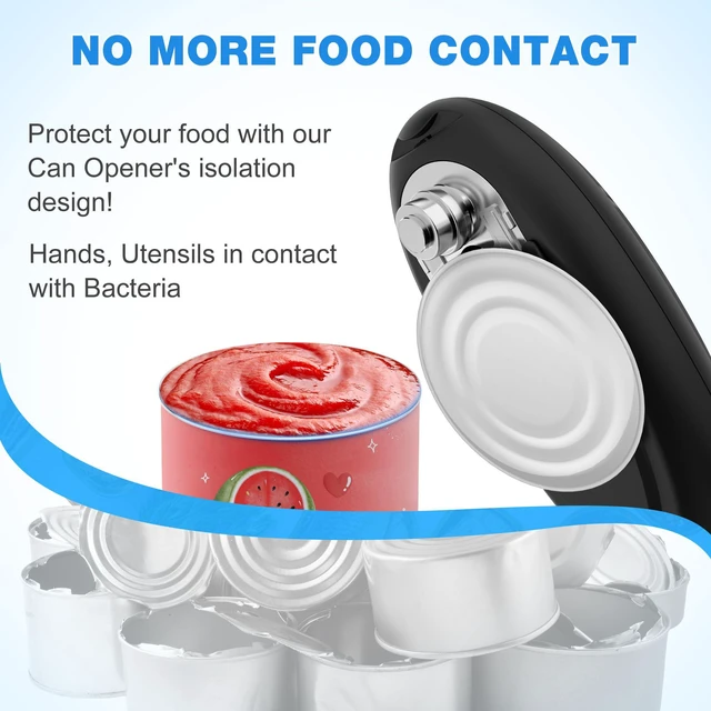 Alt view image 6 of 6 - Electric Can Opener, Food Safe Automatic Can Opener with Smooth Edge, Open Your Cans with A Simple Press of Button, Can Opener Electric Kitchen Gifts for Seniors and Arthritis