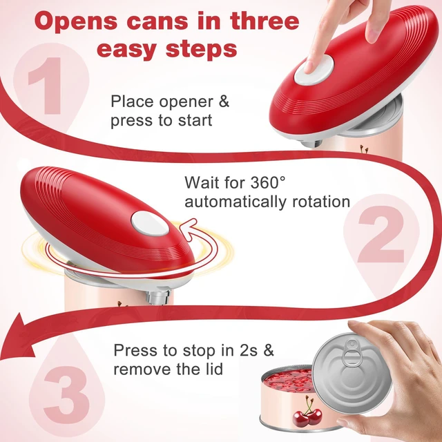 Alt view image 4 of 7 - Electric Can Opener, Food Safe Automatic Can Opener with Smooth Edge, Open Your Cans with A Simple Press of Button, Can Opener Electric Kitchen Gifts for Seniors and Arthritis