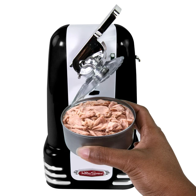 Alt view image 7 of 7 - Retro Electric Can Opener for Kitchen with Magnetic Lid Remover, Knife Sharpener, and Soda or Beer Bottle Opener, Black