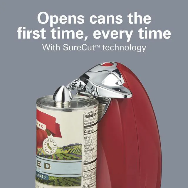 Alt view image 2 of 7 - Classic Chrome Electric Can Opener with Automatic Shutoff | Patented SureCut Technology Easily Aligns Can | Knife Sharpener | Cord Storage | Extra Tall | Red | 76388J