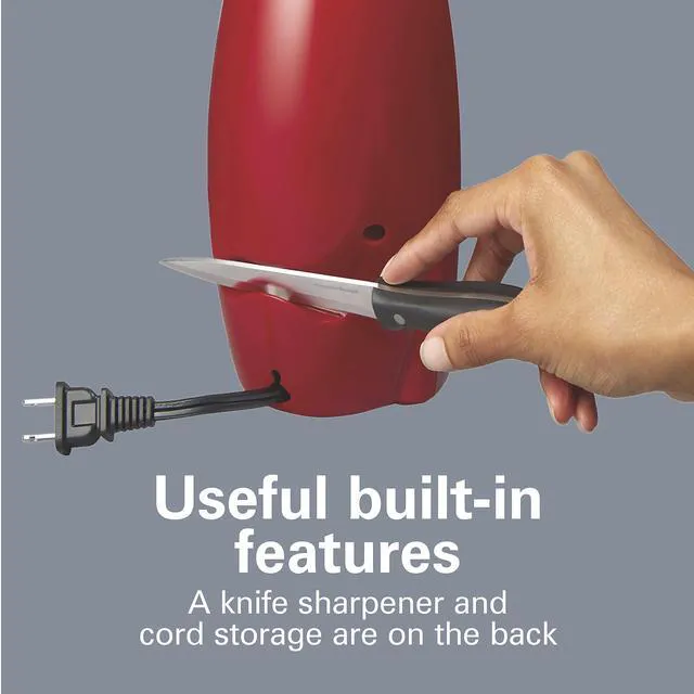 Alt view image 6 of 7 - Classic Chrome Electric Can Opener with Automatic Shutoff | Patented SureCut Technology Easily Aligns Can | Knife Sharpener | Cord Storage | Extra Tall | Red | 76388J