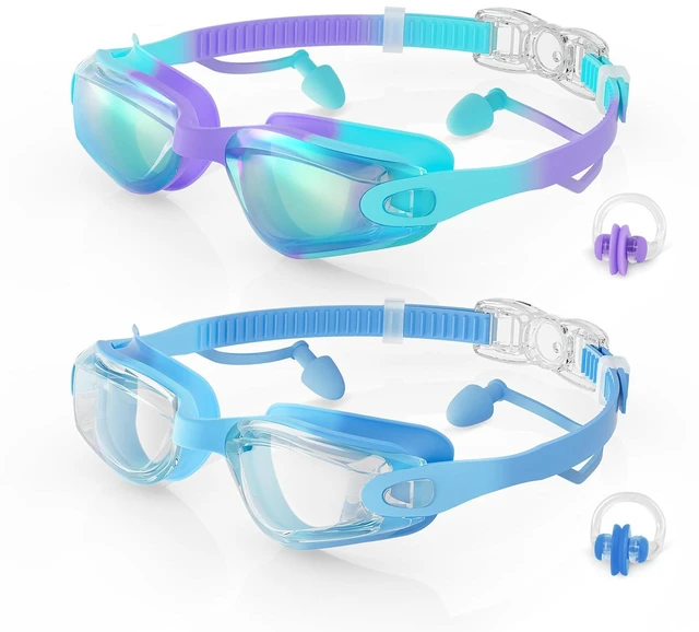 Main image of Kids Swim Goggles 2 Pack, Anti Fog&UV Swimming Goggles for Ages 3-15 | No Leak Comfortable Fit Pool Goggles with Silicone Seal, Ear Plugs and Nose Clip