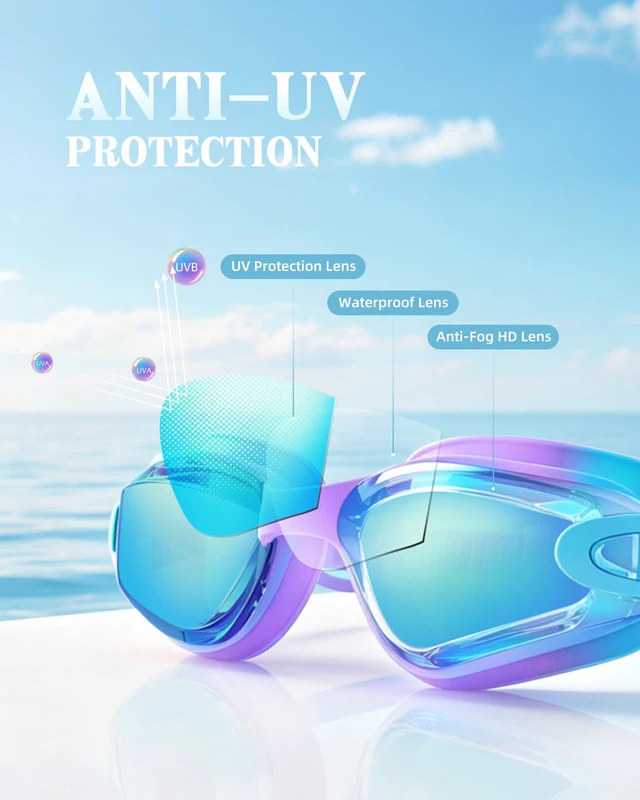 Alt view image 3 of 6 - Kids Swim Goggles 2 Pack, Anti Fog&UV Swimming Goggles for Ages 3-15 | No Leak Comfortable Fit Pool Goggles with Silicone Seal, Ear Plugs and Nose Clip