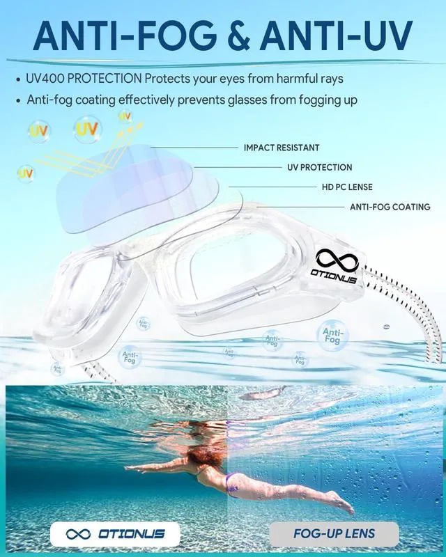 Alt view image 3 of 7 - Swim Goggles, Polarized Adult Swimming Goggles Bungee Strap No Hair Pulling Anti-fog Pool Goggles for Men Women