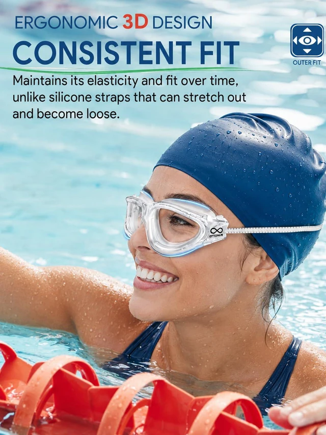Alt view image 6 of 7 - Swim Goggles, Polarized Adult Swimming Goggles Bungee Strap No Hair Pulling Anti-fog Pool Goggles for Men Women