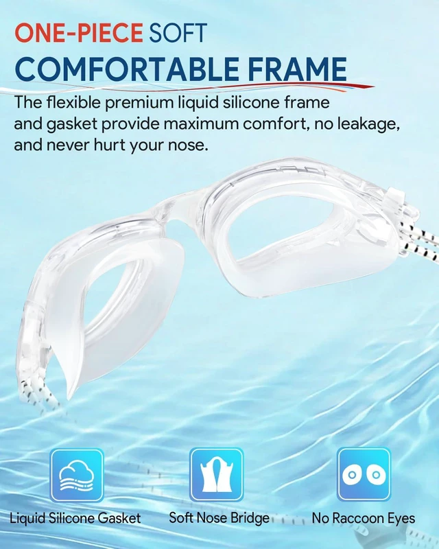 Alt view image 7 of 7 - Swim Goggles, Polarized Adult Swimming Goggles Bungee Strap No Hair Pulling Anti-fog Pool Goggles for Men Women