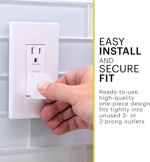 Alt view image 3 of 6 - Electrical Outlet Baby Proof Covers, 60 Pack, White | Secure Outlet Plugs for Baby Proofing & Child Proofing, Reusable, Durable Plastic, Tamper Resistant